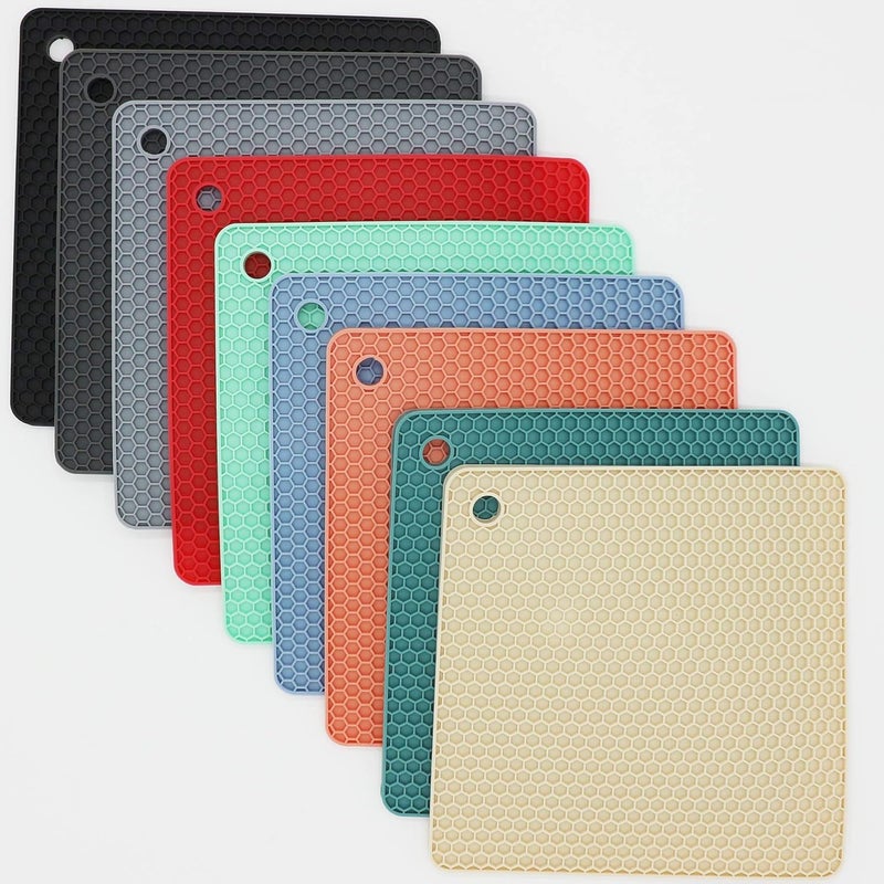 Smithcraft Silicone Trivets for Hot Dishes, Pots and Pans, Hot Pads for Kitchen, Blue Silicone Pot Holders Mats for Kitchen Quartz Counter Heat Resistant Mat, Flexible Table Trivet Mat Set 4 - Image 2